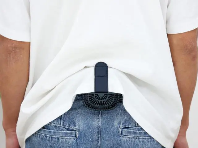 Alt view image 2 of 5 - Eles iFan BodyBlow Eye Fan Body Blow Rechargeable Belt Clip Fan (Slate Blue)