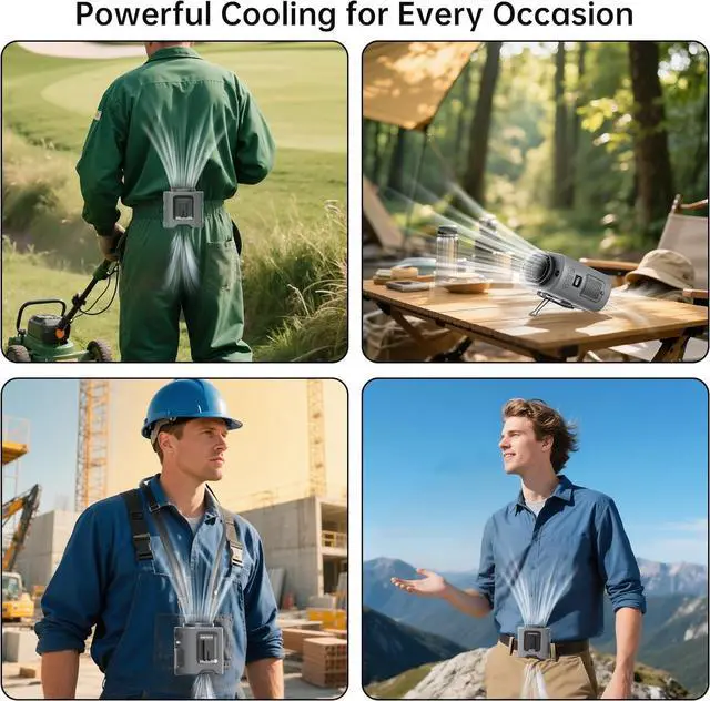 Alt view image 7 of 7 - PANERGY Portable Waist Fan, 67H Runtime Wearable Fan with 4+1 Speeds, Storm Mode, 14500mAh Rechargeable Belt Fan with Dual Clip, Flashlight for Outdoor Jobsite(Grey)