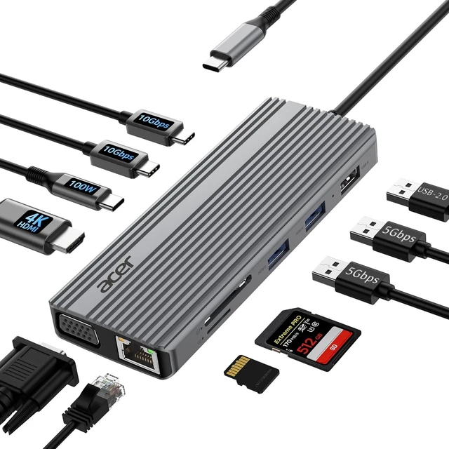 Main image of 11-in-1 USB-C Hub Multiport Adapter 10Gbps, 4K@60Hz HDMI for Laptop