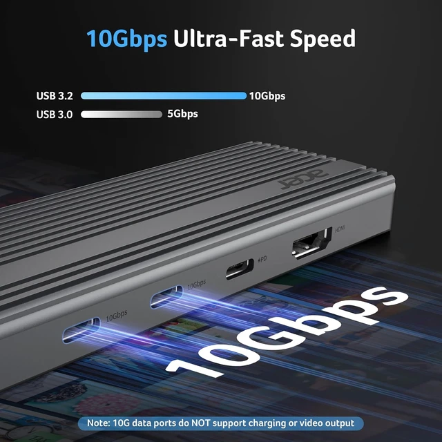 Alt view image 4 of 7 - 11-in-1 USB-C Hub Multiport Adapter 10Gbps, 4K@60Hz HDMI for Laptop