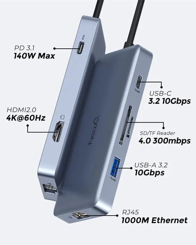 Alt view image 3 of 7 - 140W USB C Hub and USB4 M.2 NVMe SSD Enclosure