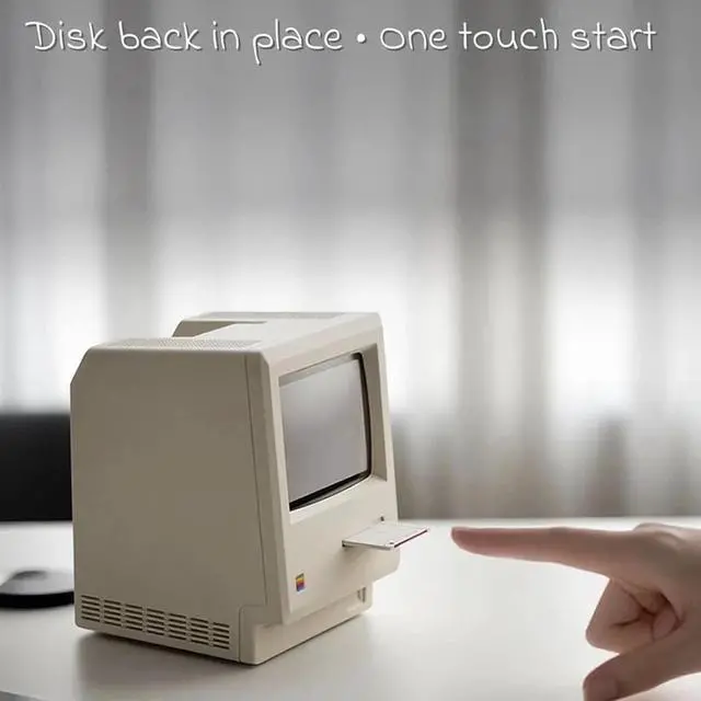 Alt view image 6 of 7 - RayCue Maclock WB-8 Retro Pixel Alarm Clock, 1984 Computer-Inspired USB Desk Clock with Pixel Display, Multiple Alarms, Adjustable Brightness, Calendar, Temperature, Unique Retro Tech Gift