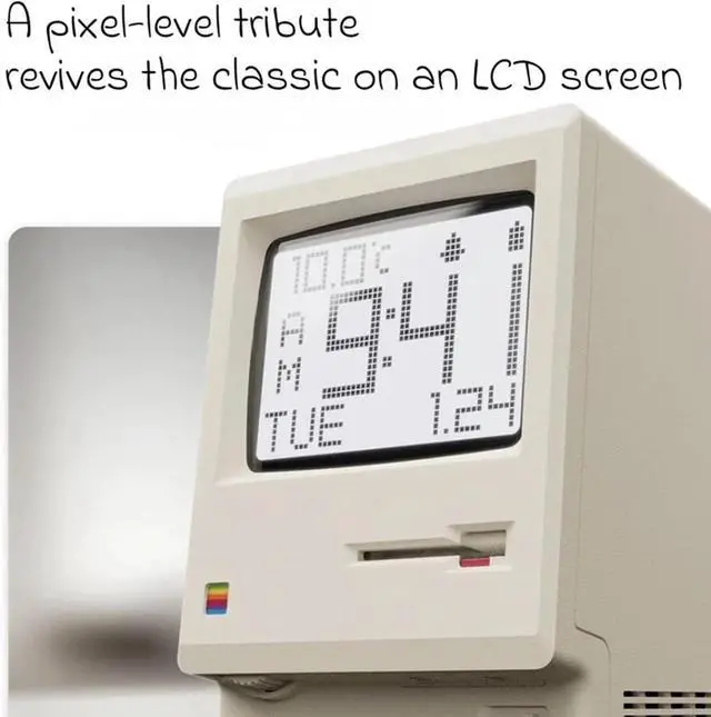 Alt view image 5 of 7 - RayCue Maclock WB-8 Retro Pixel Alarm Clock, 1984 Computer-Inspired USB Desk Clock with Pixel Display, Multiple Alarms, Adjustable Brightness, Calendar, Temperature, Unique Retro Tech Gift