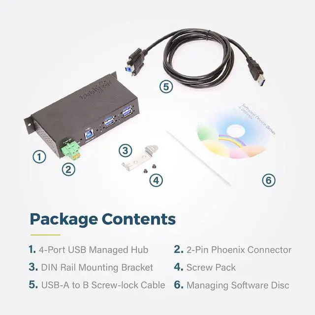 Alt view image 6 of 6 - Coolgear 4 Port Managed USB 3.2 Gen 1 Hub with 15KV ESD Surge Protection and Individual Port Control for PCs