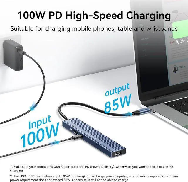 Alt view image 6 of 7 - ACASIS USB C Hub with DP Port 10Gbps Multiport Adapter with 4K Display Port 3*USB3.2 Gen2+USB2.0 480M/bps Data Port 100W Power Delivery SD/TF3.0 USB C to Displayport for Video Editors and More