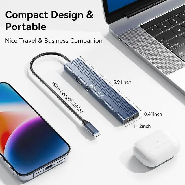 Alt view image 7 of 7 - ACASIS USB C Hub with DP Port 10Gbps Multiport Adapter with 4K Display Port 3*USB3.2 Gen2+USB2.0 480M/bps Data Port 100W Power Delivery SD/TF3.0 USB C to Displayport for Video Editors and More