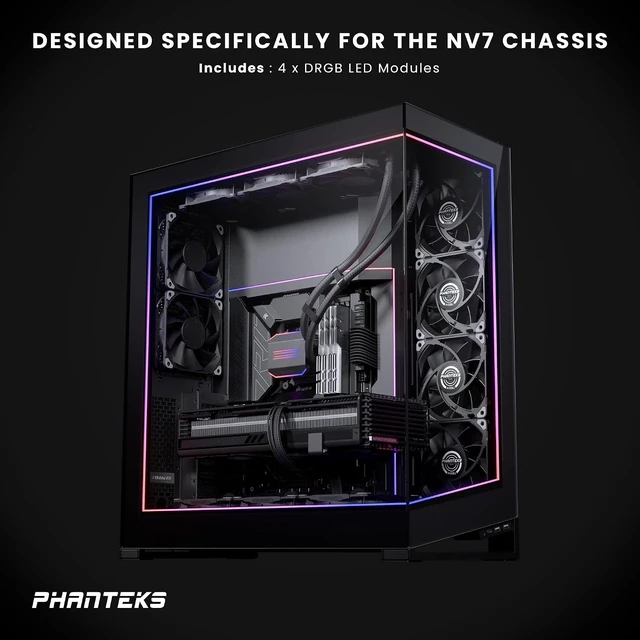 Alt view image 3 of 5 - Phanteks NV7 Premium DRGB Kit, 4X D/A-RGB LED modules for NV7 Outer Frame, 1x D/A-RGB Power hub Included (Black)