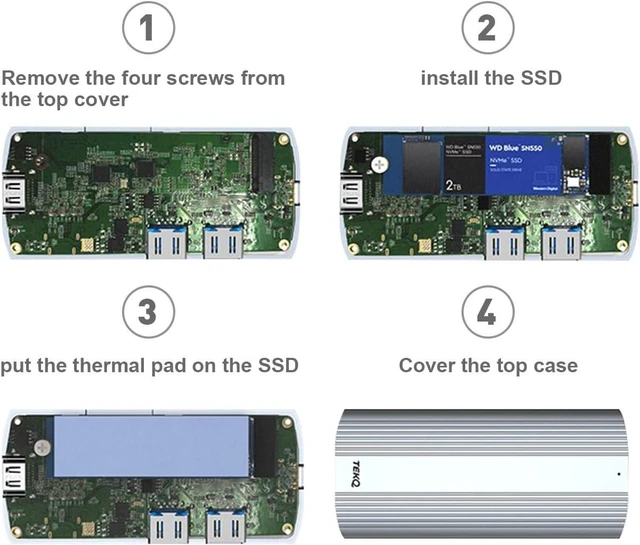 Alt view image 3 of 6 - M.2 500GB SSD Drive, with 5 in 1 USB C Hub Adapter with 500G SSD Inside, with 4K HDMI Display, 2 x10Gbps USB-C 3.1 Ports, 1 x SD Card Port, Up to 1000mb/s