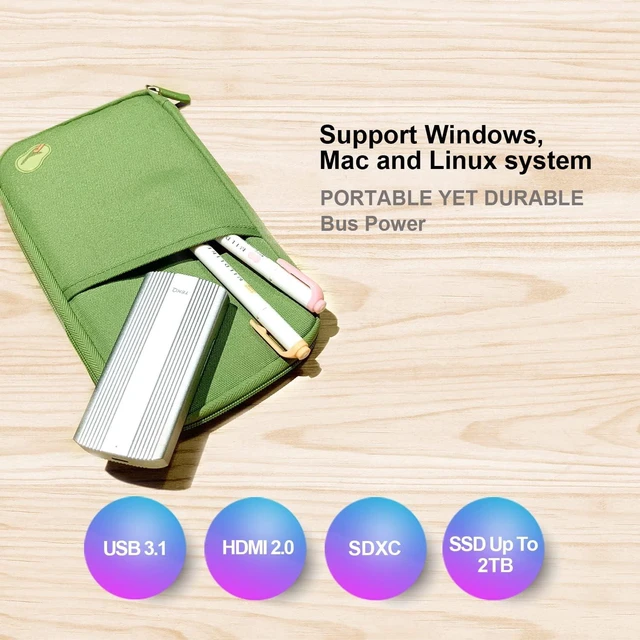 Alt view image 5 of 6 - M.2 500GB SSD Drive, with 5 in 1 USB C Hub Adapter with 500G SSD Inside, with 4K HDMI Display, 2 x10Gbps USB-C 3.1 Ports, 1 x SD Card Port, Up to 1000mb/s