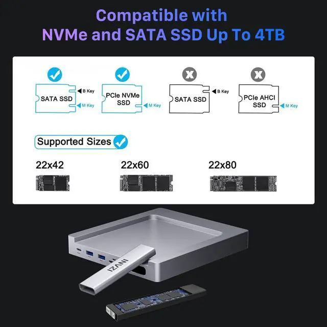 Alt view image 3 of 7 - INVZI MagHub 8-in-1 USB C Hub for iMac 24 inch 2021/2023/2024, USB Hub Adapter for M1/M3/M4, 10Gbps USB-C & USB-A, Pop-Up SSD M.2 NVMe/SATA SSD Enclosure, SD/TF, Gigabit Ethernet