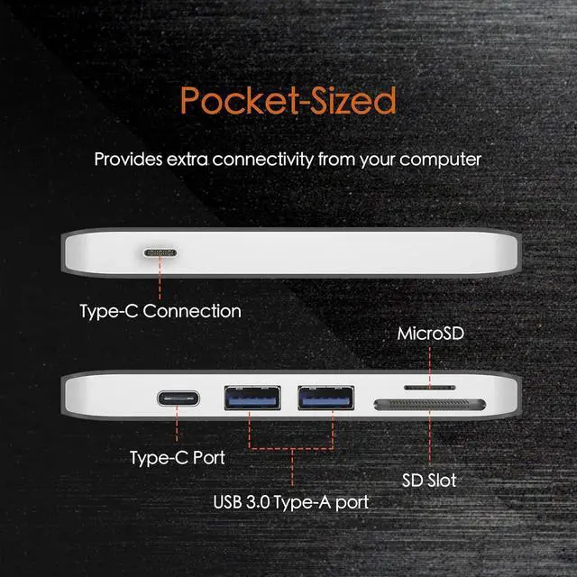 Alt view image 2 of 6 - j5create USB-C 6-in-1 UltraDrive Mini Dock USB C USB 3.1 Power Delivery | SD/microSD Slots | Compatible with MacBook, Chromebook and USB C Devices
