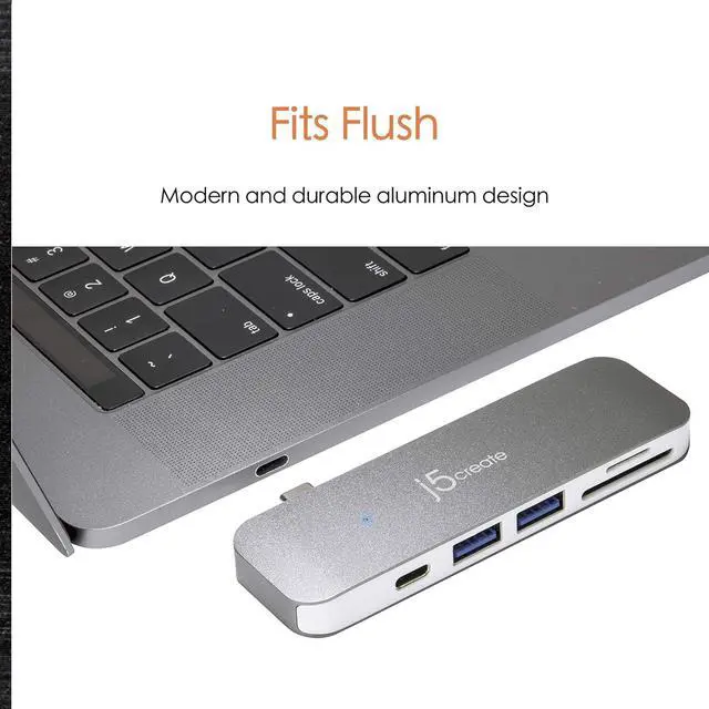 Alt view image 4 of 6 - j5create USB-C 6-in-1 UltraDrive Mini Dock USB C USB 3.1 Power Delivery | SD/microSD Slots | Compatible with MacBook, Chromebook and USB C Devices
