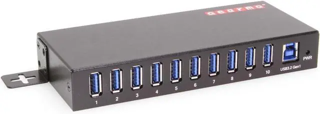 Main image of Gearmo 10-Port USB Type-A Hub with 5 Gbps Data, Surge Protection & Mounting Options