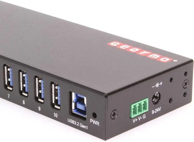 Alt view image 2 of 5 - Gearmo 10-Port USB Type-A Hub with 5 Gbps Data, Surge Protection & Mounting Options