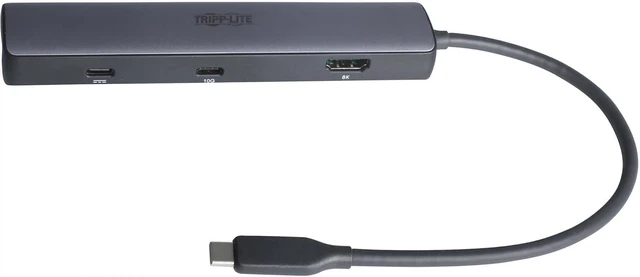 Alt view image 2 of 5 - Tripp Lite USB C Hub 6-in-1 Multiport Adapter, 8K HDMI, USB C Port 100W PD Charging + 10 Gbps Data, 1 Gbps Ethernet, 2 USB 3.2 Ports, Plug-and-Play for Mac & Windows, 1-Year Warranty (U442-DOCK40-6)