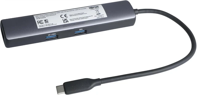 Alt view image 3 of 5 - Tripp Lite USB C Hub 6-in-1 Multiport Adapter, 8K HDMI, USB C Port 100W PD Charging + 10 Gbps Data, 1 Gbps Ethernet, 2 USB 3.2 Ports, Plug-and-Play for Mac & Windows, 1-Year Warranty (U442-DOCK40-6)