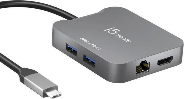 Main image of j5create 4K Elite USB-C Travel Adapter, Space Gray, JCD3191