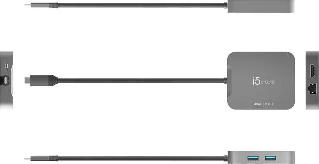 Alt view image 3 of 4 - j5create 4K Elite USB-C Travel Adapter, Space Gray, JCD3191