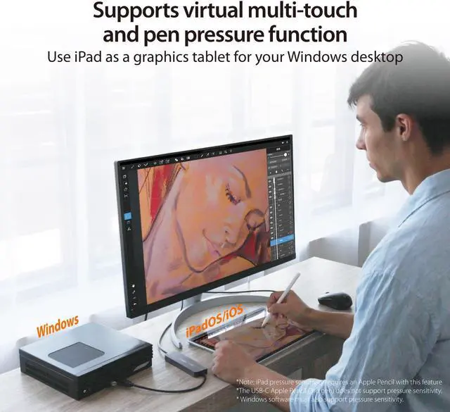 Alt view image 4 of 7 - j5create iPad/iPhone to Windows Collaboration Sharing Hub, Use iPad as a Second Display for Windows Laptop, Transfer Files Between iPhone and Win PC, Wormhole Switch CrossLink (JCH422)
