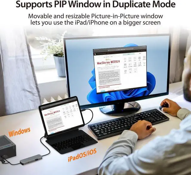 Alt view image 6 of 7 - j5create iPad/iPhone to Windows Collaboration Sharing Hub, Use iPad as a Second Display for Windows Laptop, Transfer Files Between iPhone and Win PC, Wormhole Switch CrossLink (JCH422)