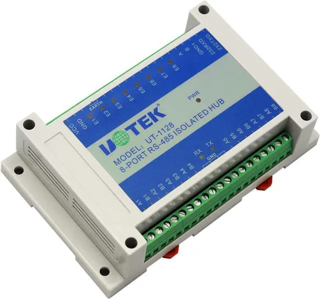 Alt view image 3 of 7 - UOTEK 8 Port RS485 Hub with Isolation RS232 to RS485 Hub Industrial Grade RS485 Serial Converter Hub Din Rail Mountable Hub UT-1128