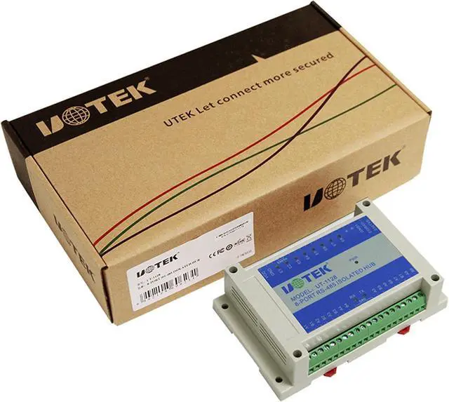Alt view image 7 of 7 - UOTEK 8 Port RS485 Hub with Isolation RS232 to RS485 Hub Industrial Grade RS485 Serial Converter Hub Din Rail Mountable Hub UT-1128
