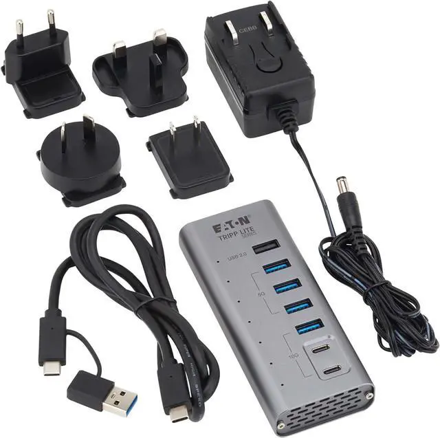 Alt view image 4 of 7 - Tripp Lite Series 7-Port USB-C Hub - USB 3.2 Gen 1 and USB 3.2 Gen 2, 5 USB-A and 2 USB-C Ports, Gray (U360-007-5A2C)