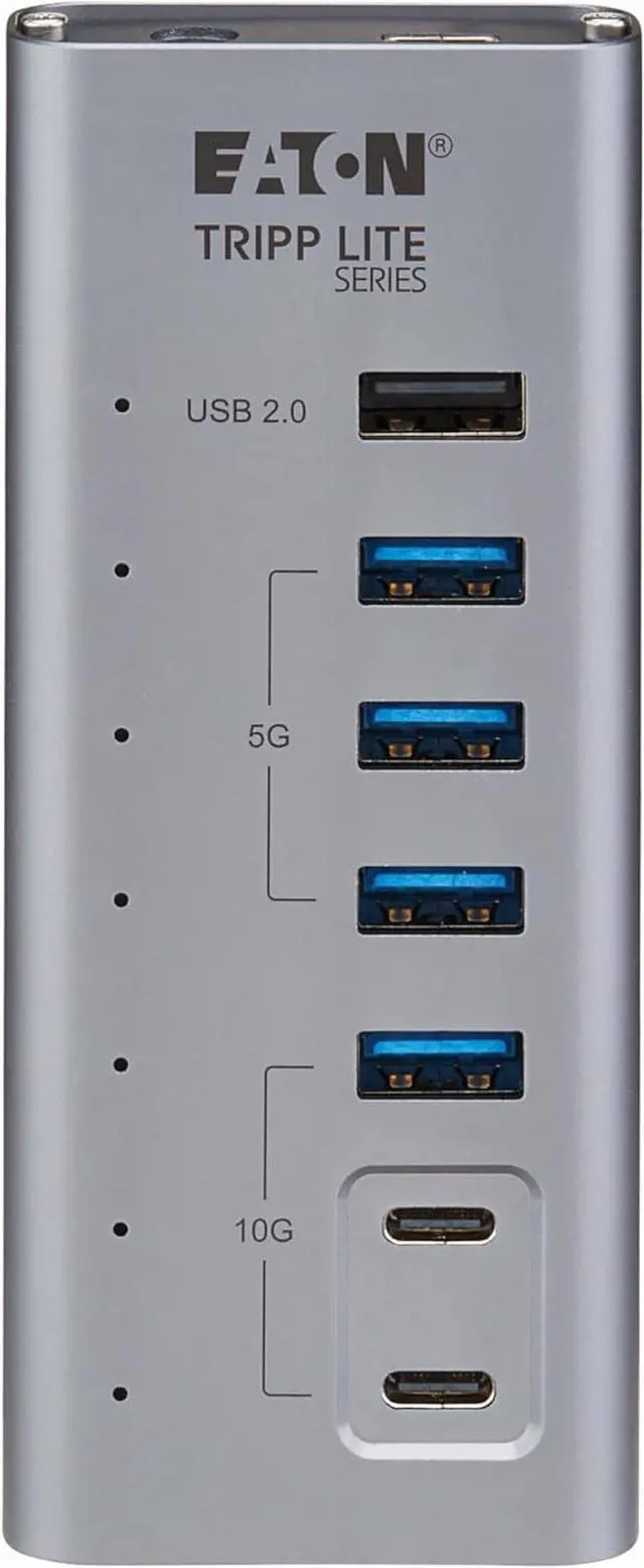 Alt view image 6 of 7 - Tripp Lite Series 7-Port USB-C Hub - USB 3.2 Gen 1 and USB 3.2 Gen 2, 5 USB-A and 2 USB-C Ports, Gray (U360-007-5A2C)