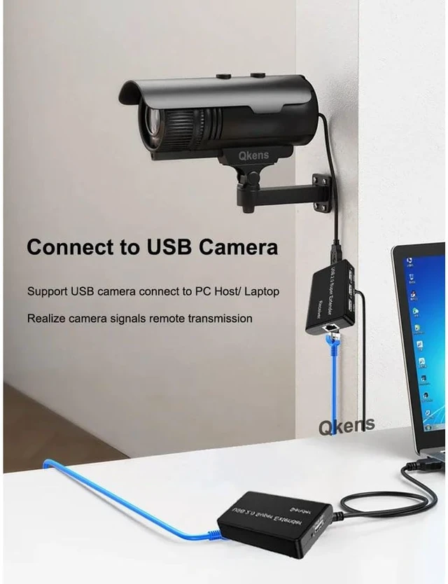 Alt view image 6 of 7 - USB 2.0 Network Extender, 4-Port Splitter with RJ45, 100M Range, Compatible with Keyboard Mouse Webcam