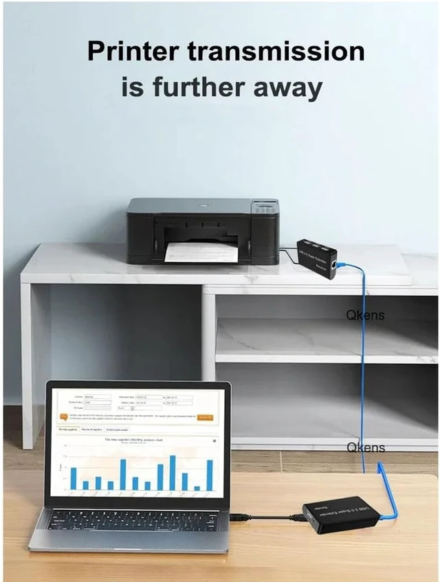 Alt view image 7 of 7 - USB 2.0 Network Extender, 4-Port Splitter with RJ45, 100M Range, Compatible with Keyboard Mouse Webcam