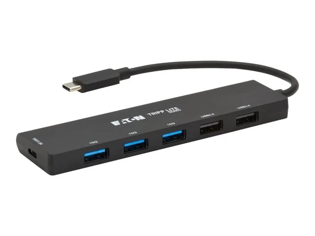 Alt view image 3 of 6 - Tripp Lite Eaton Series U460-006-5A1C USB-C Hub 6-Port 10Gbps, 3X USB-A 3.2 Gen2, 2X USB-A 2.0, 1x USB-C 1.5A, Aluminum, Bus-Powered, Black (1 Pack)