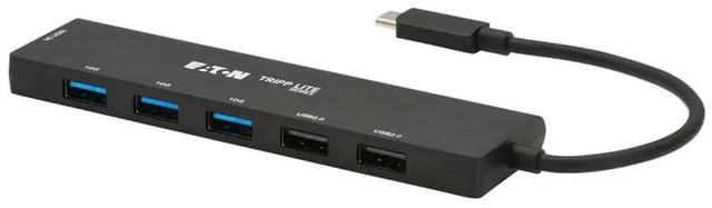 Alt view image 4 of 6 - Tripp Lite Eaton Series U460-006-5A1C USB-C Hub 6-Port 10Gbps, 3X USB-A 3.2 Gen2, 2X USB-A 2.0, 1x USB-C 1.5A, Aluminum, Bus-Powered, Black (1 Pack)
