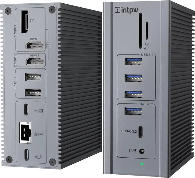 Main image of 5K Laptop Docking Station Dual Separate Monitor for MacBook, Windows,USB C Dock 100W Charging 2 x 5K HDMI, DP, 6 x USB A, 1 x USB-C (10Gb/s) Ethernet Audio SD/TF