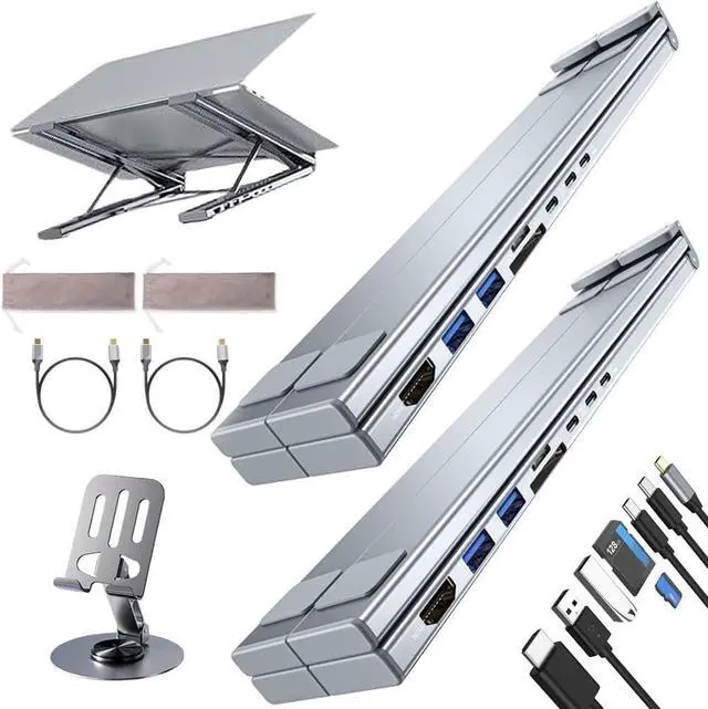 Main image of Civilizek 8-in-1 USB-C Laptop Stand with Docking Station,Pickelect 8-in-1 USB-C Hub Plug and Play Charging,Portable Gaming Laptop Stand Dock Station for MacBook/Air/Tablet(2 PCS)