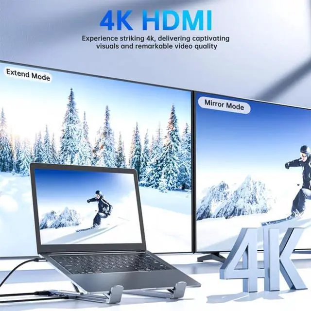 Alt view image 4 of 7 - Civilizek 8-in-1 USB-C Laptop Stand with Docking Station,Pickelect 8-in-1 USB-C Hub Plug and Play Charging,Portable Gaming Laptop Stand Dock Station for MacBook/Air/Tablet(2 PCS)