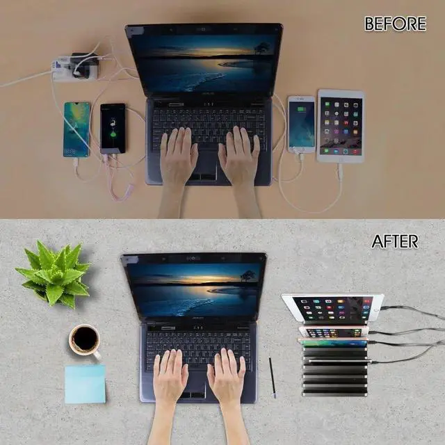 Alt view image 2 of 4 - 11-Slot Multi-Device Organizer Dock  Non-Powered Desktop Stand for Phones, Tablets & Laptops  Fire-Retardant Material