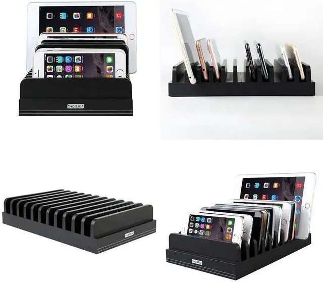 Alt view image 4 of 4 - 11-Slot Multi-Device Organizer Dock  Non-Powered Desktop Stand for Phones, Tablets & Laptops  Fire-Retardant Material