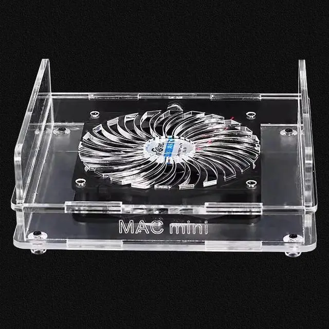 Alt view image 3 of 6 - Mac mini Mount,Mini Cooling Fan Design,Super Strong Wind Modification Chassis,Equipped with a 5.5 Inches Silent Fan for Heat Sink,USB Power Supply(Transparent)