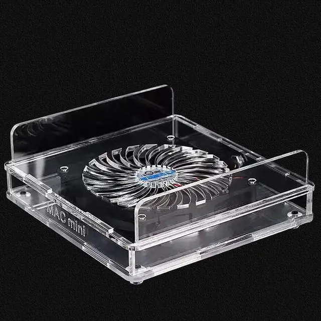 Alt view image 4 of 6 - Mac mini Mount,Mini Cooling Fan Design,Super Strong Wind Modification Chassis,Equipped with a 5.5 Inches Silent Fan for Heat Sink,USB Power Supply(Transparent)