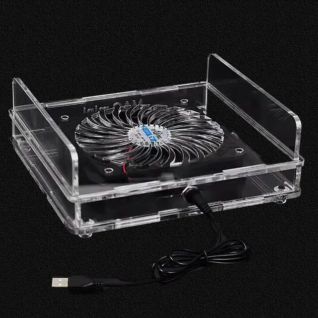 Alt view image 5 of 6 - Mac mini Mount,Mini Cooling Fan Design,Super Strong Wind Modification Chassis,Equipped with a 5.5 Inches Silent Fan for Heat Sink,USB Power Supply(Transparent)