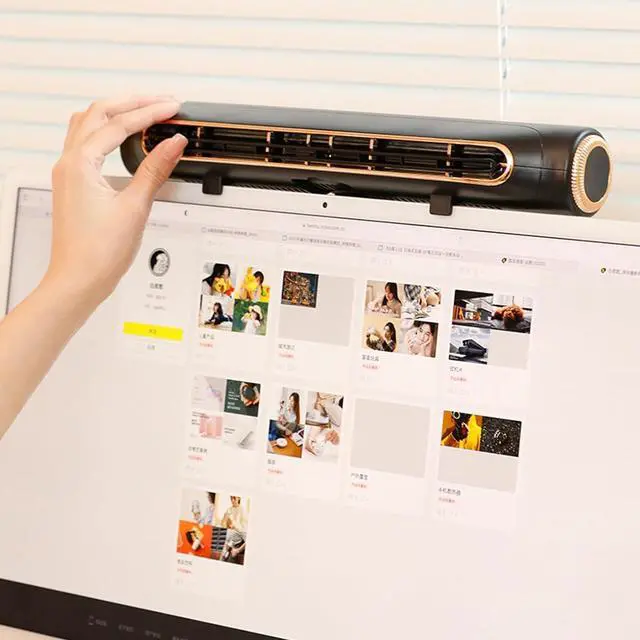 Alt view image 3 of 7 - Computer Monitor Fan, 3 Speed Gears Adjust Wind Angle USB Monitor Cooling Fan, Bladeless Fan for Bed Office Car Dorm Travel Camping Beach (Black)