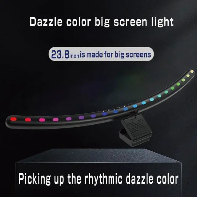 Alt view image 3 of 7 - RGB Music Sync Monitor Light Bar for Curved Monitors 24-27 Inch - Touch Control USB Powered Screen Light with Eye Care