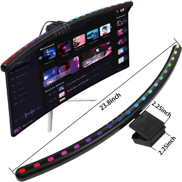 Alt view image 7 of 7 - RGB Music Sync Monitor Light Bar for Curved Monitors 24-27 Inch - Touch Control USB Powered Screen Light with Eye Care
