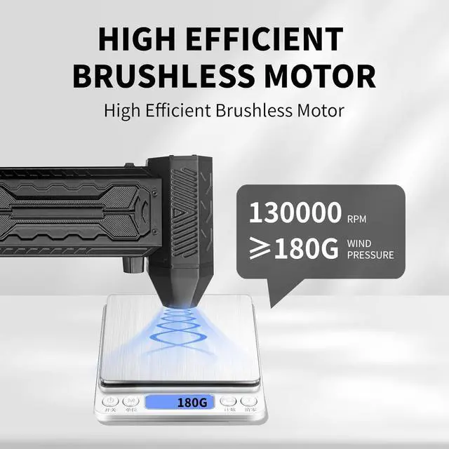 Alt view image 3 of 7 - Electric Air Duster, 13000RPM Rechargeable Air Duster with 10000mAh Battery, Cordless Compressed Air Duster for Electronics, PC, Keyboard, Laptop, Car Detailing  No Chemicals, No Refills