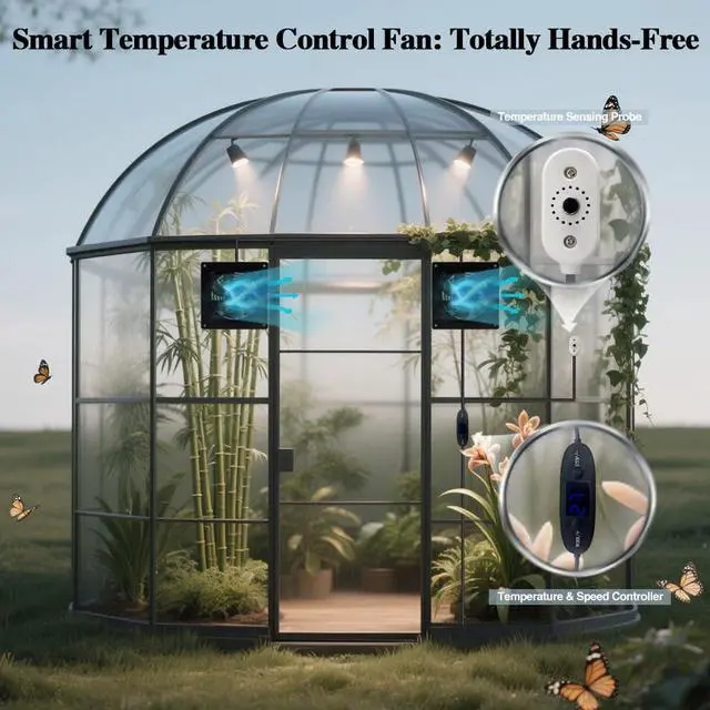 Alt view image 2 of 7 - Silent 6" (120mm) Temperature-Controlled USB/DC Fan - 5V/12V Dual Voltage, 10-Speed Settings, Perfect for Server Racks, RVs & AV Cabinets