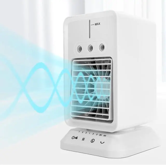 Alt view image 3 of 7 - Miniature Desktop Humidifying Air Conditioning Fan Usb Rechargeable 300ML Water Tanks Cooling Fan With Night Light