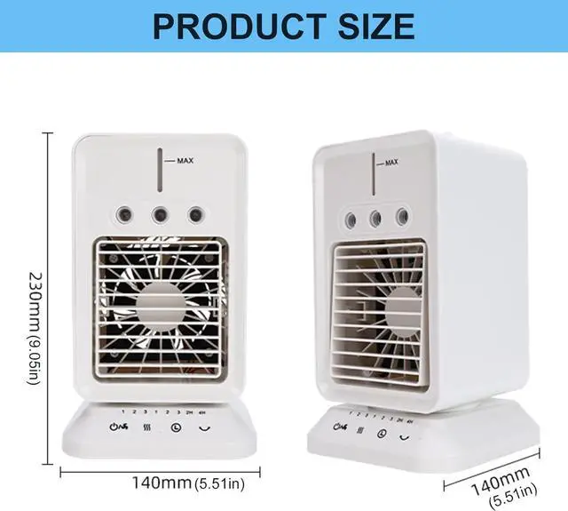 Alt view image 5 of 7 - Miniature Desktop Humidifying Air Conditioning Fan Usb Rechargeable 300ML Water Tanks Cooling Fan With Night Light