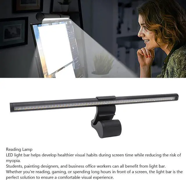 Alt view image 3 of 7 - Fafeicy LED Computer Screen Light Bar Stepless Dimming USB Powered Eye Caring Reading Lamp with Ra95 High CRI Applicable Size and Manual Dimming Adjustment