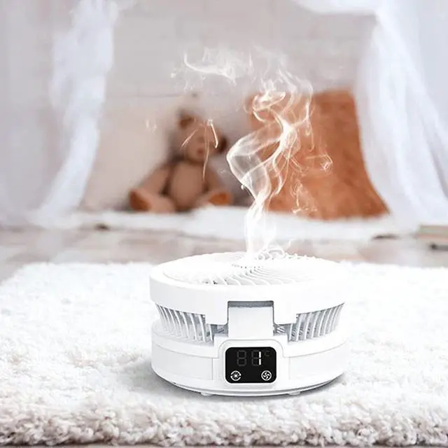 Alt view image 4 of 7 - Multifunctional Electric Fan USB Charging Real-Time Constant Temperature Folding Aromatherapy Bedside Lamp Summer Desktop Radiator with Night Light Function,White