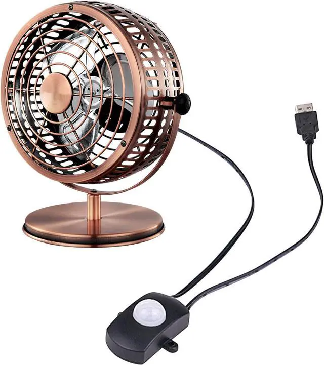 Main image of USB-powered Cord with Motion Sensor UDB Fan Clip Type Office Desk Fan Automatic Compact fan for Traveling Computer 2 Air Volume Modes Lightweight Brushless Motor Customizable,Retro Brass